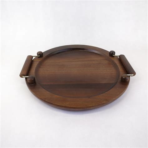 Vintage Mid Century Modern Mcm Walnut Tray With Handles Mid America