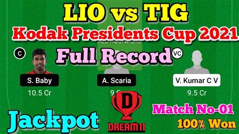 Lio Vs Tig Dream Prediction Match Kca Presidents Cup Full