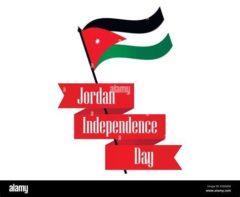 Jordan Independence Day Ribbon And Jordan Flag Celebration Banner Vector Illustration Stock