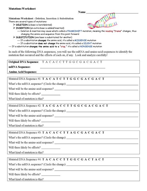 Solved Lett Dna Mutations Practice Worksheet Directions Chegg