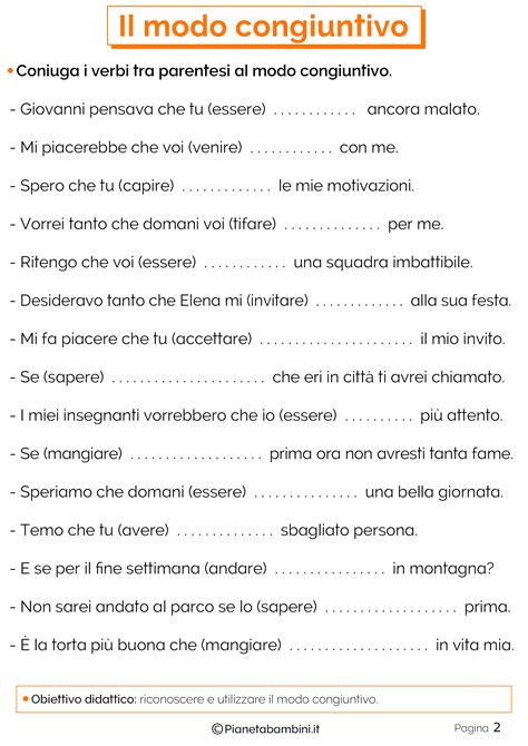 Il Modo Congiuntivo Esercizi Per La Scuola Primaria Pianetabambini It