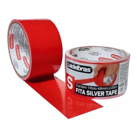 Fita Adesiva Reforçada Multiuso Silver Tape Vermelha 48mm x 5m Adelbras