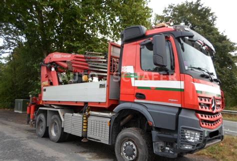 Mercedes Benz 3351 6x6 Flatbed Crane Fassi 660 Jib Flatbed Truck For Sale Hungary Budapest