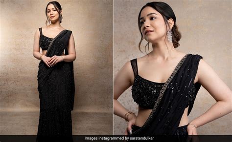 Sara Tendulkar S Embellished Black Saree Is A Sassy Spin On Ethnic