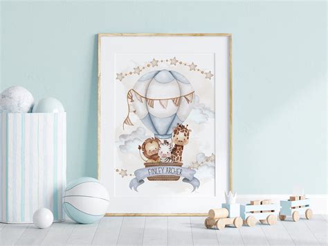 Hot Air Balloon Nursery Print Personalised Nursery Print Etsy