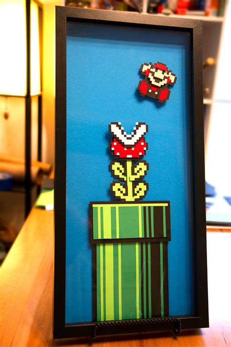 8 bit Piranha Plant and Mario handcut papercraft on Behance