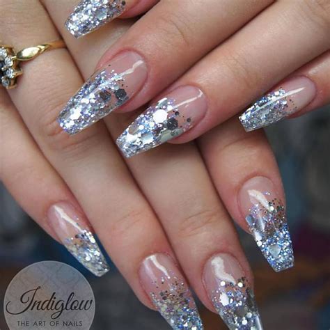 Silver Nails Silver Glitter Nails Silver Acrylic Nails Silver Nails