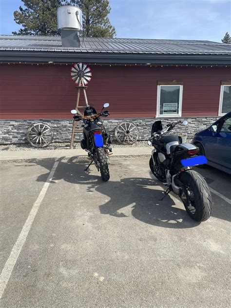 Two bikers sharing a parking spot at a local restaurant : r/bikers