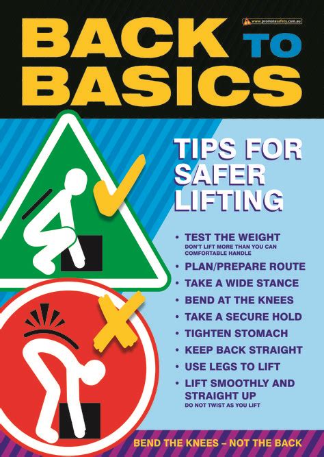 Workplace Health And Poster With Basic Back Safety Tips When Lifting