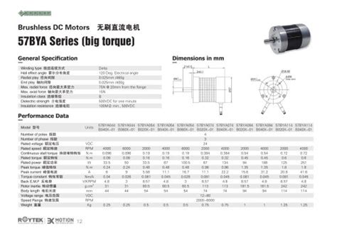 Brushless Motor Three Phase 57bya Series 3x Motion Technologies Co Ltd Pdf Catalogs