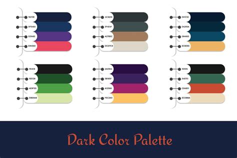 6 DIFFERENT DARK COLOR PALETTES 13225464 Vector Art at Vecteezy