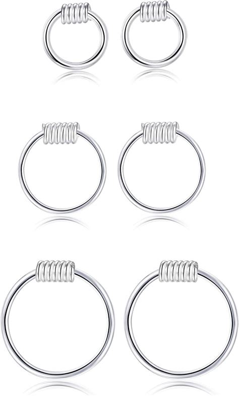 Sllaiss 3 Pairs Sterling Silver Small Hoop Earring