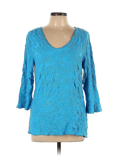 Peck And Peck Blue Teal Long Sleeve Blouse Size L 72 Off Thredup