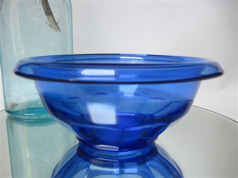 Vintage Hazel Atlas Cobalt Blue Ribbed Glass Bowl Etsy