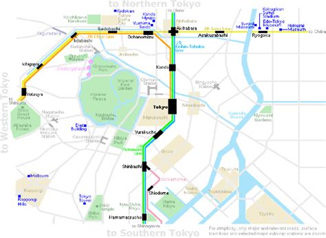 Map of the Imperial Palace grounds relative to Tokyo Station ...