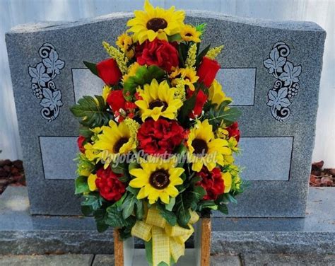 Red Yellow Sunflower Vase Insert Vase Grave Flowers Side Grave Vase