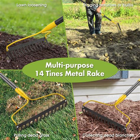 Snapklik Garden Rake Tines Heavy Duty Bow Rake For Lawns