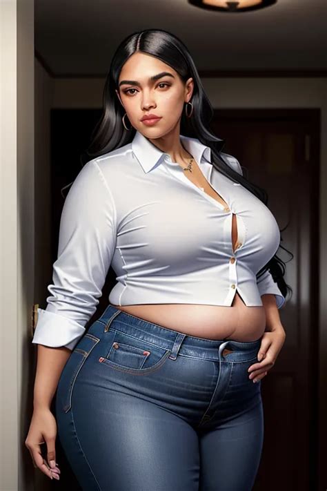 Dopamine Girl A Hyper Realistic Full Side Body Portrait Of A Fattened