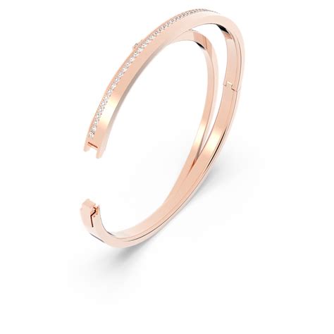 Fresh Bangle Round Cut White Rose Gold Tone Plated Swarovski