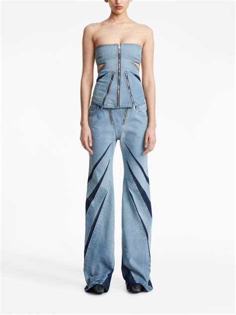 Dion Lee Darted Denim Corset Blue Farfetch