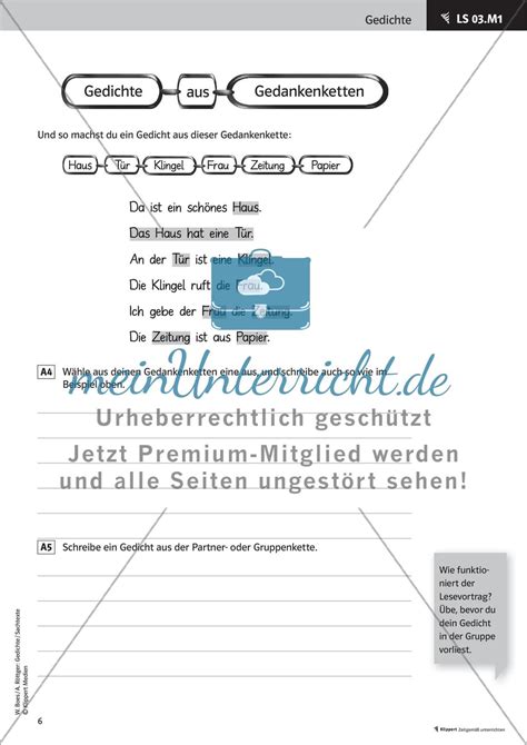 Lesen Erarbeiten Und Gestalten Von Gedichten Meinunterricht