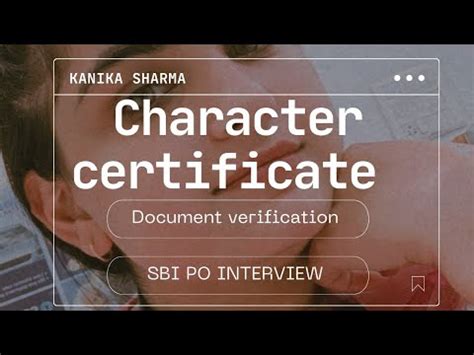 Sbi Po Character Certificate Document Verification Youtube