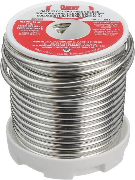 Oatey Safe Flo Wire Solder Lb Bulk Solid Gray Silver