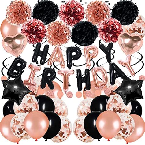 Best Birthday Rose Gold And Black Party Decorations