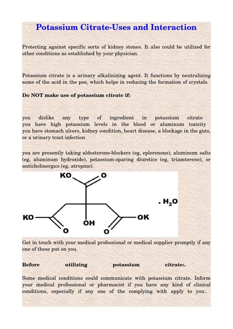 Potassium citrate uses and interaction by jennyweisz - Issuu