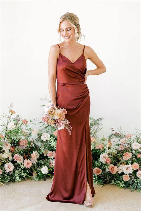 Rory Satin Dress Orange Bridesmaid Dresses Burnt Orange Bridesmaid