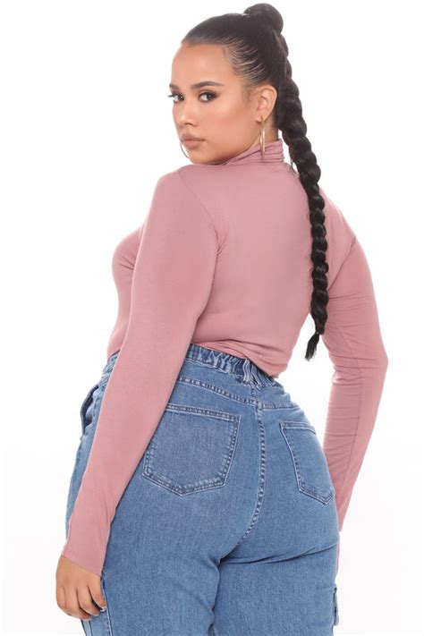 Pamela Turtle Neck Long Sleeve Bodysuit Rose Fashion Nova