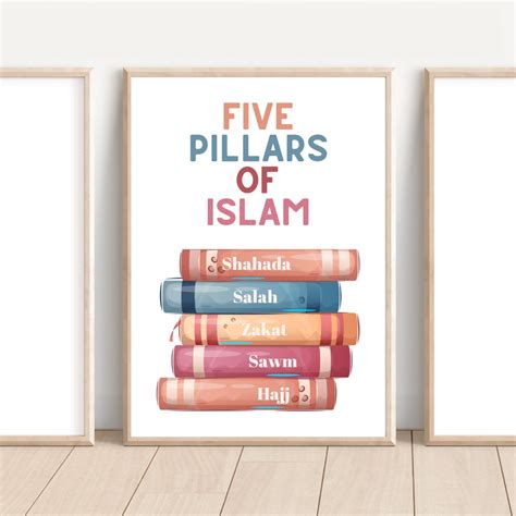 5 Pillars of Islam Wall Art Printable Muslim Kids Educational Poster ...