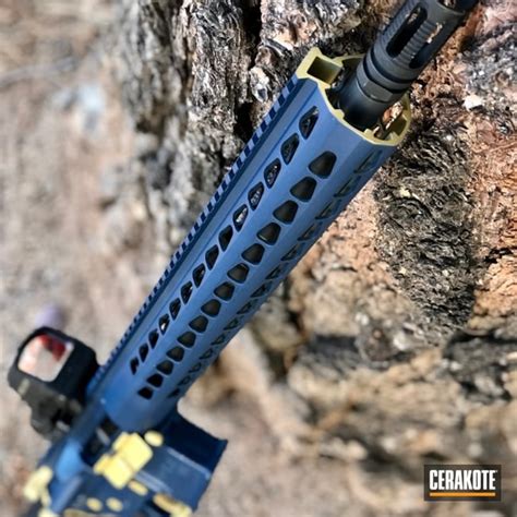 Personalized Ar 15 Rifle With Cerakote H 122 Gold And H 127 Kel Tec