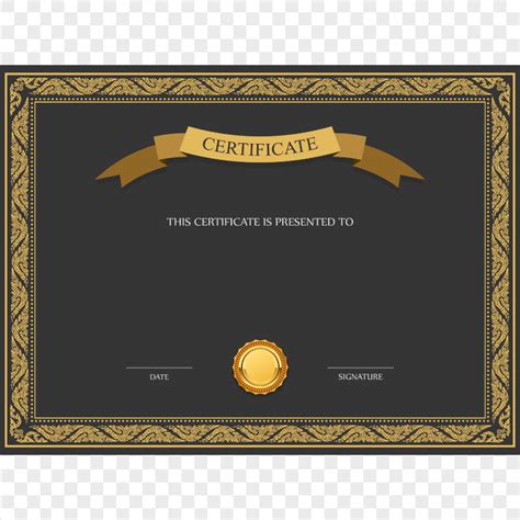 HD Black And Gold Certificate Award Template PNG | Citypng