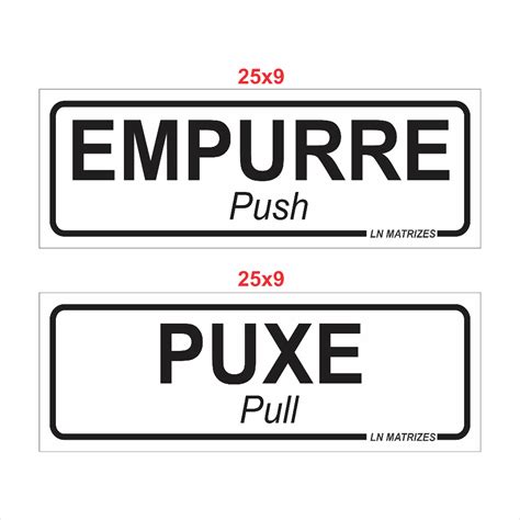 Placa Puxe Empurre Kit 2pçs Sinalização Indicação Portas 9x25