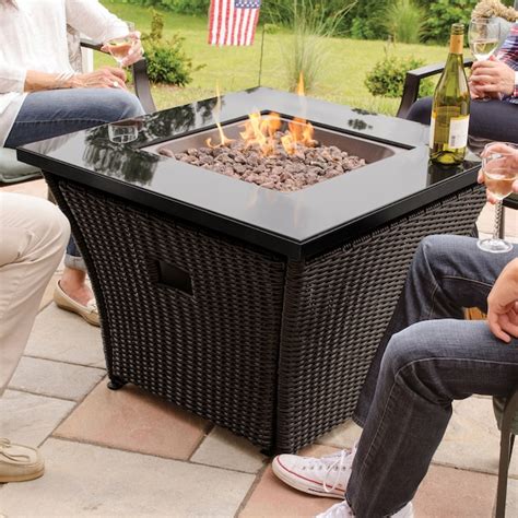 Blue Rhino 32 In W Steel Square Propane Gas Fire Pit Table Gad15253b At