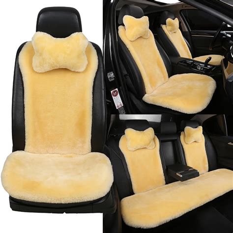 Ogland Luxury Authentic Natural Fur Sheepskin Car Seat Covers For