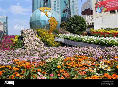 flower festival for Lunar new year decoration in Vietnam with many kind ...