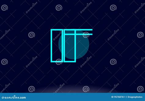 If I F Blue Line Circle Alphabet Letter Logo Icon Template Vector