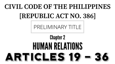 Chapter 2 Articles 19 To 36 CIVIL CODE OF THE PHILIPPINES Memory