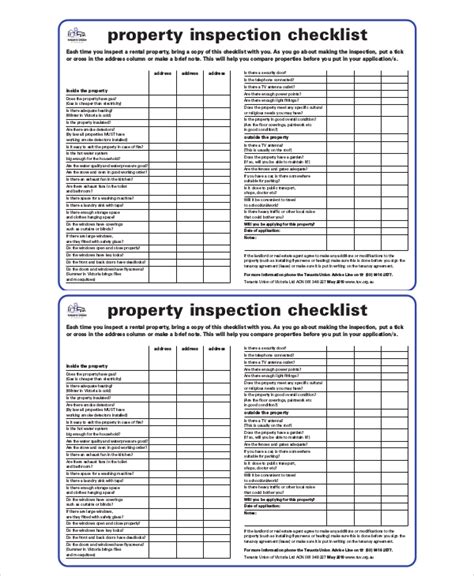 Rental Inspection Checklist Template