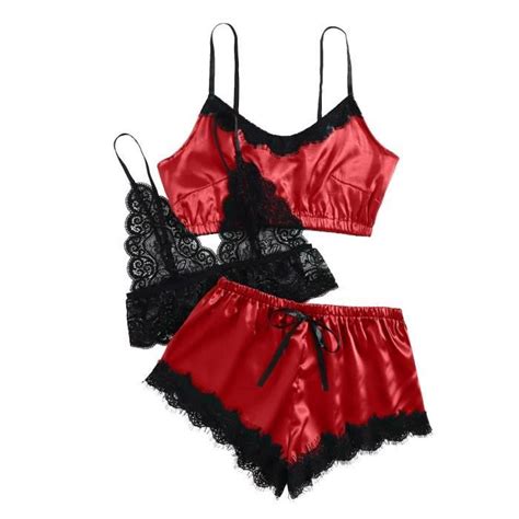 Pyjama Nouvelle lingerie sexy en dentelle sous vêtements soie vêtements de nuit pyjamas satin