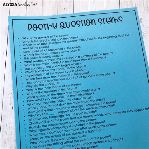 Poetry Comprehension For Upper Elementary Alyssa Teaches