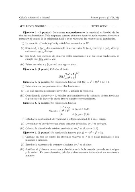 Parcial I Pdf C Lculo Diferencial E Integral Primer Parcial