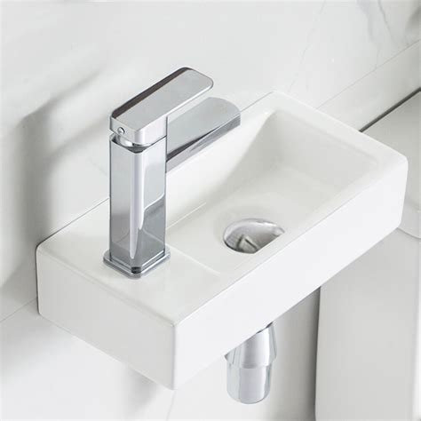 Deervalley Liberty White Ceramic Rectangular Wall Mounted Bathroom Sink