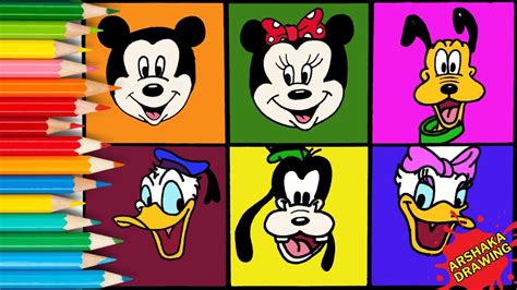 How To Draw Micky Mouse And Friends Easy Cartoon Character Face