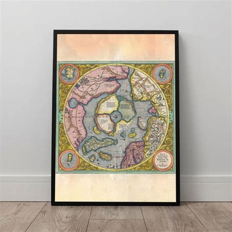 First Map Of The North Pole Mercator Hondius Premium Matte