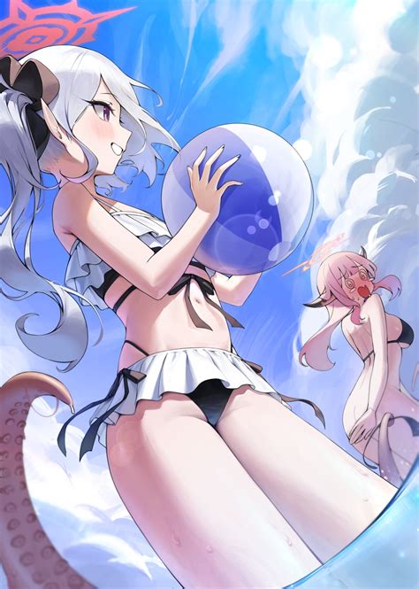 Sbgu Blue Archive Asagi Mutsuki Rikuhachima Aru Ass Bikini Halo Horns