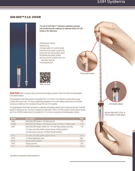 MansionLabs.com : Esr: Sedi-Rate Westergren System, Pipettes And