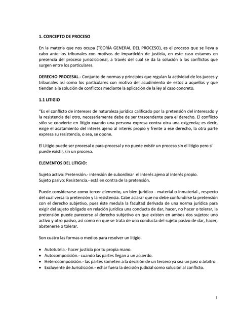 Teoria General Del Proceso 1 Concepto De Proceso En La Materia Que